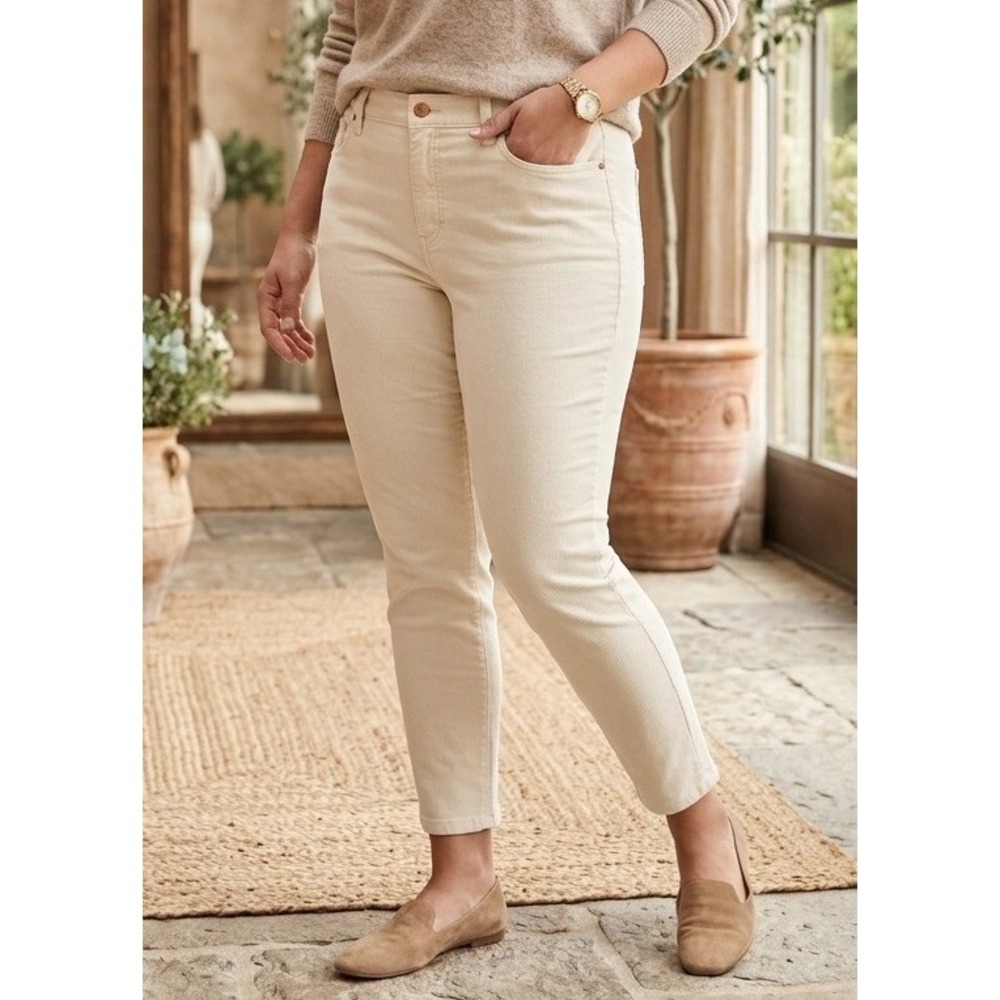 Talbots Slim Ankle Jeans Women's‎ 12 Off White Midrise Cotton Stretch Light Wash
